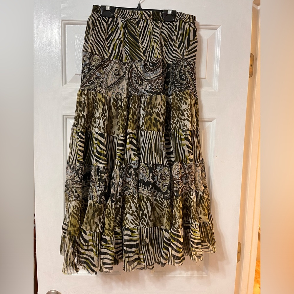 Boho Maxi Skirt with combined fabric